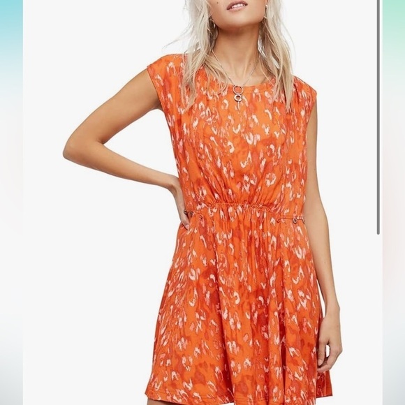 Free People Fake Love Animal Print Gathered Sleeveless Mini Dress - Picture 1 of 11